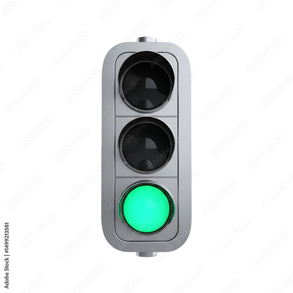 Fototapeta premium Modern Traffic Light Showing Green Light Isolated on Black Background