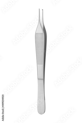 High-Resolution Stainless Steel Tweezers on White Background – Precision Medical or Cosmetic Tool