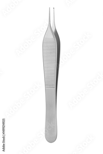 High-Resolution Stainless Steel Tweezers on White Background – Precision Medical or Cosmetic Tool