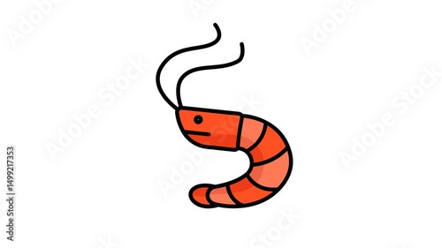 Shrimp icon animated. animated icon related to seafood. suitable for user interface, provide visual feedback and more. alpha channel, transparent background
