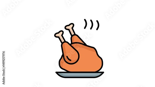 Chicken icon animated. animated icon related to meat.  alpha channel, transparent background