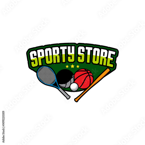 Sporty Store logo design template. Trendy style, vector eps 10