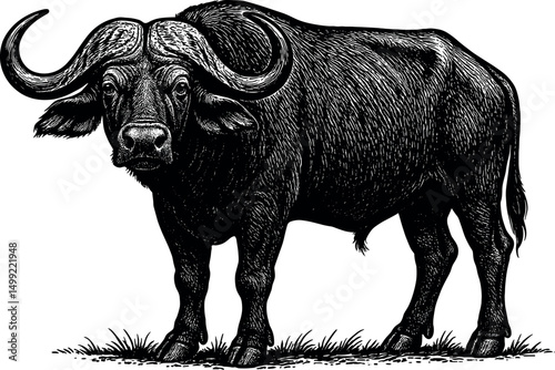 Buffalo Side Profile Standing Vector Black Silhouette Cricut Print Design Isolated On A Plain White Background