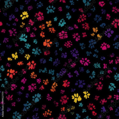 Multicolored paw prints on ...