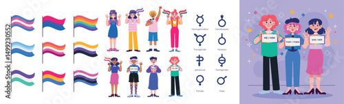 Flat Gender icons with illustration set