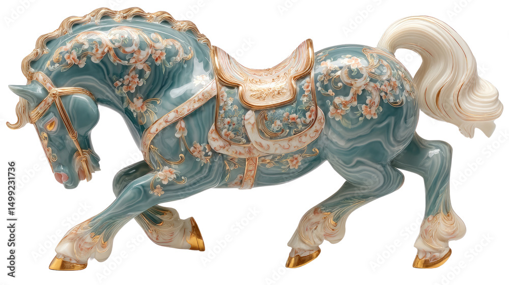 Fototapeta premium Elegant Porcelain Horse Figurine: This stunning porcelain horse figurine showcases intricate detailing and craftsmanship.