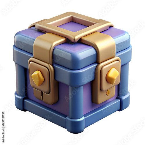 loot box 3d icon illustration, transparent background