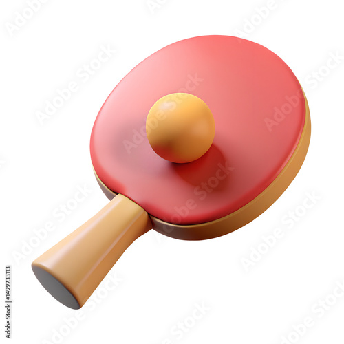 ping pong paddle 3d icon illustration, transparent background