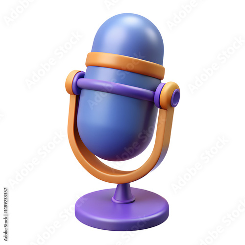 podcast microphone 3d icon illustration, transparent background