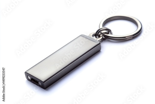 USB flash drive keychain isolated on white background