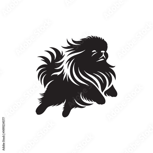 "Majestic Pekingese Vector Silhouette: Elegant Dog Design Featuring Luxurious Fur, Distinctive Flat Face, and Royal Stance in Minimalist Style for Craft, Print, and Digital Art"
