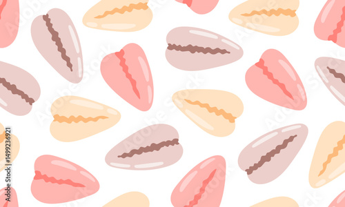 Seamless pattern Sea shells. Ocean exotic underwater seashells background. Hand drawn vector illustration 