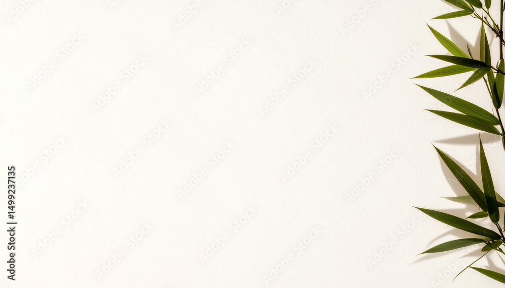 Fototapeta premium 竹の葉と柔らかな白背景のナチュラル素材