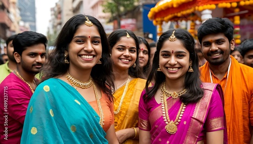 devotees celebrating ratha yatra festival pulling decorated chariot through crowded streets vibrant hindu religious procession concept of spiritual journey cultural heritage photo