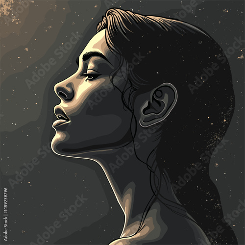 Transgender Visibility Vector Art: Minimalist Profile with Elegant Lines. Graceful transgender person silhouette. Clean graphic design for International Transgender Day. Strength and beauty in simple