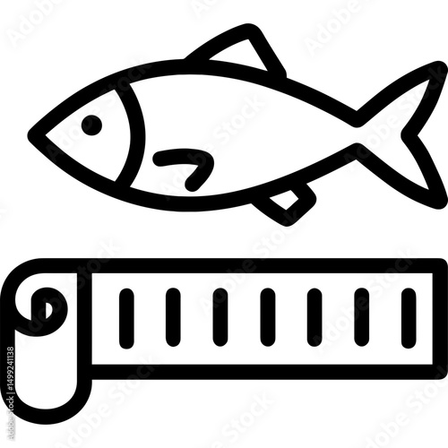 Measuring tape icon for fishing