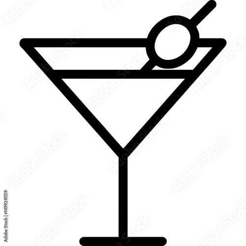 Minimal martini glass outline icon