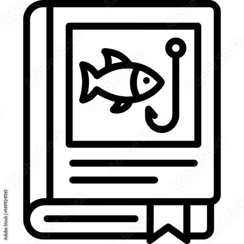 Minimalistic vector icon of fishing journal