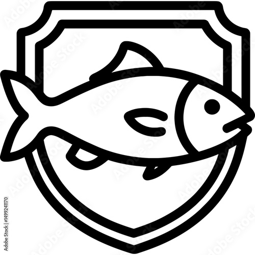 Minimal black and white fish mount icon