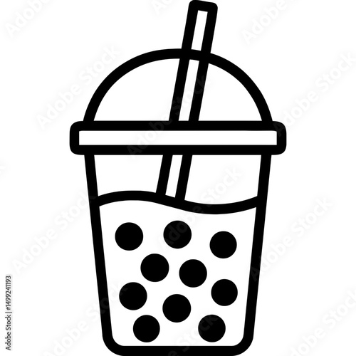 Minimalist bubble tea cup icon design