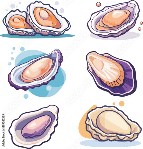 Cartoon oyster seafood illustration material
