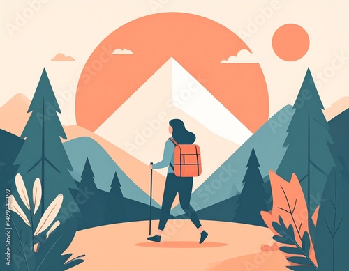 vector illustration of a man walking in a park