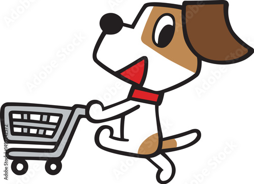 ジャックラッセルテリア犬キャラクター　カートでお買い物　ベクター
