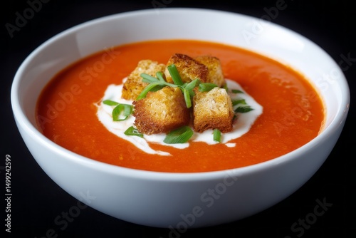 Bowl of vibrant tomato soup...
