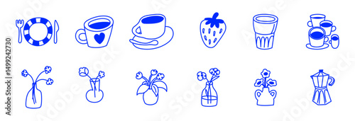 Vector logo design template and graphic elements for advertising, branding, posters and banners, funny cartoon illustrations, prints and stickers, brunch cafe , bakery and coffee shops concepts