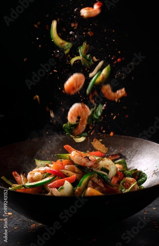 Stir-fried shrimp and veget...