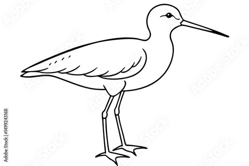 sandpiper silhouette line art vector illustration with a white background