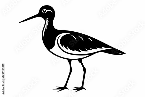 sandpiper silhouette line art vector illustration with a white background