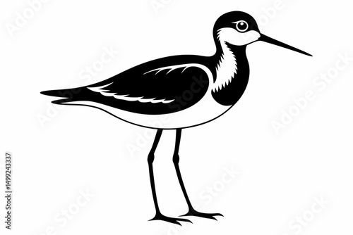 sandpiper silhouette line art vector illustration with a white background