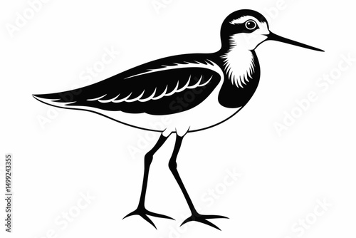 sandpiper silhouette line art vector illustration with a white background