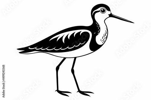 sandpiper silhouette line art vector illustration with a white background