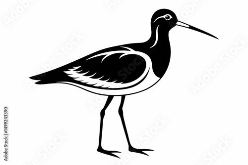 sandpiper silhouette line art vector illustration with a white background
