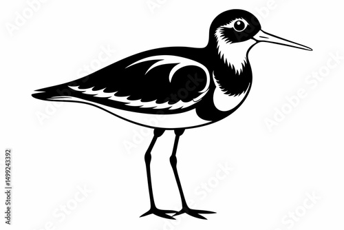 sandpiper silhouette line art vector illustration with a white background