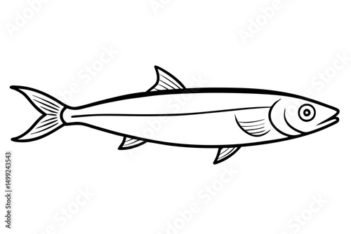 sardine silhouette line art vector illustration with a white background