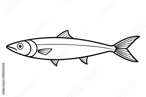 sardine silhouette line art vector illustration with a white background