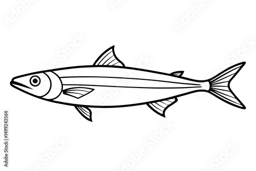 sardine silhouette line art vector illustration with a white background