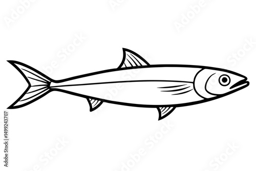 sardine silhouette line art vector illustration with a white background