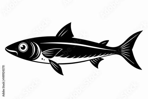 sardine silhouette line art vector illustration with a white background