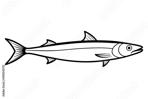sardine silhouette line art vector illustration with a white background
