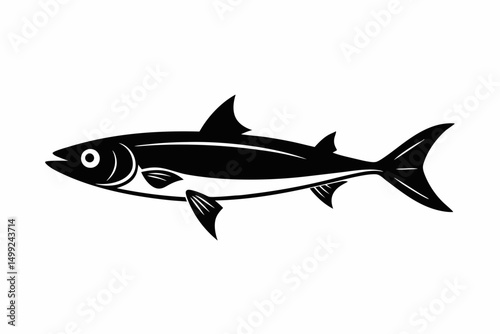 sardine silhouette line art vector illustration with a white background