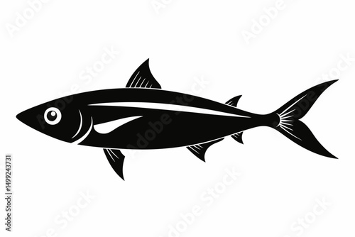 sardine silhouette line art vector illustration with a white background