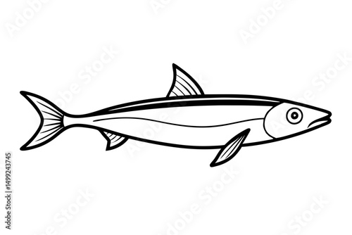 sardine silhouette line art vector illustration with a white background
