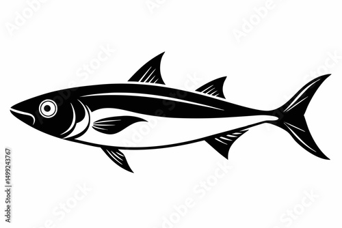sardine silhouette line art vector illustration with a white background