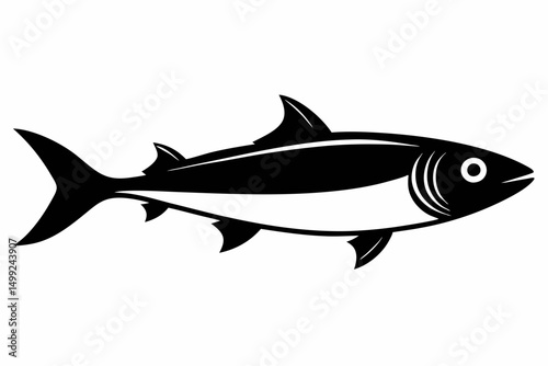 sardine silhouette line art vector illustration with a white background