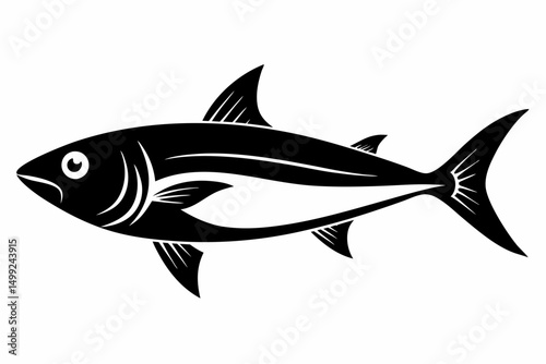 sardine silhouette line art vector illustration with a white background