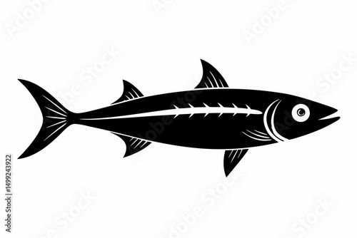 sardine silhouette line art vector illustration with a white background